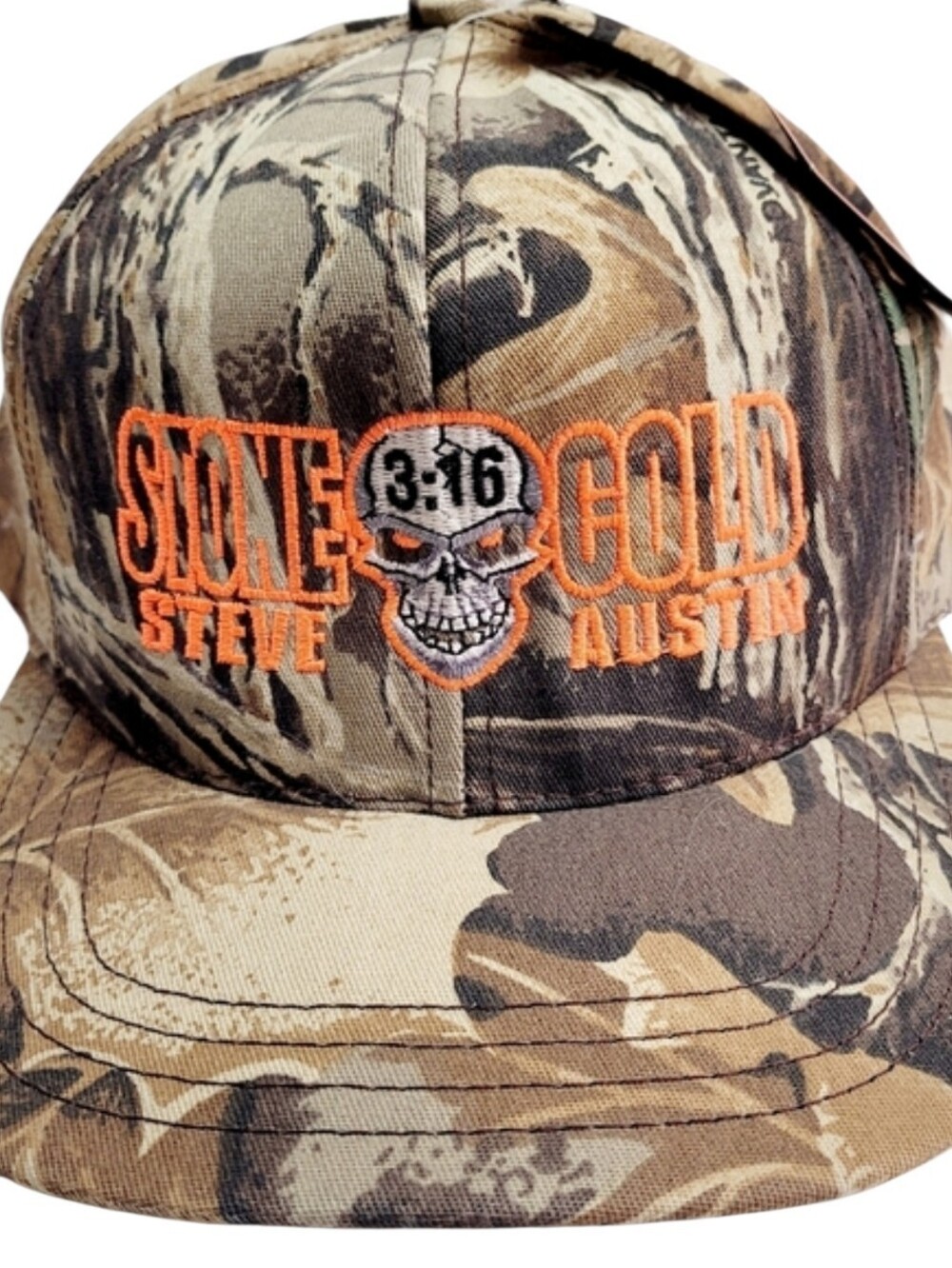 Vintage 1998 WWF Stone Cold Steve Austin 3:16 camouflage snapback hat.